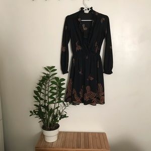 Vintage Long Sleeve Patterned Dress
